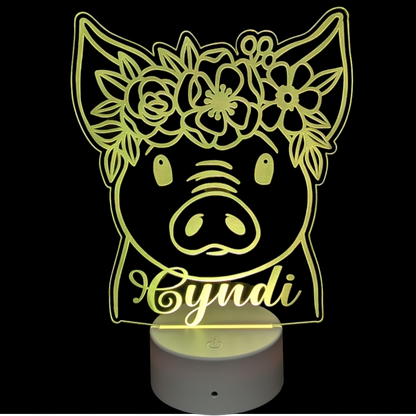 Floral Pig LED Nightlight