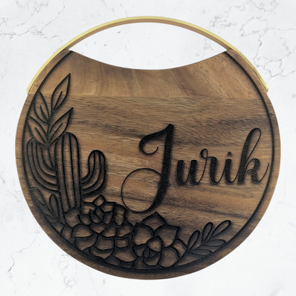 Personalized Cactus & Succulent Engraved Cutting Board